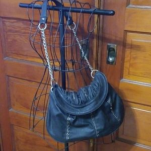 Edgy black and chain shoulder pocketbook